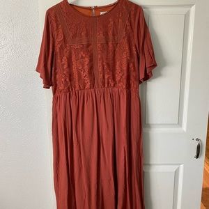 Burnt orange knee length dress